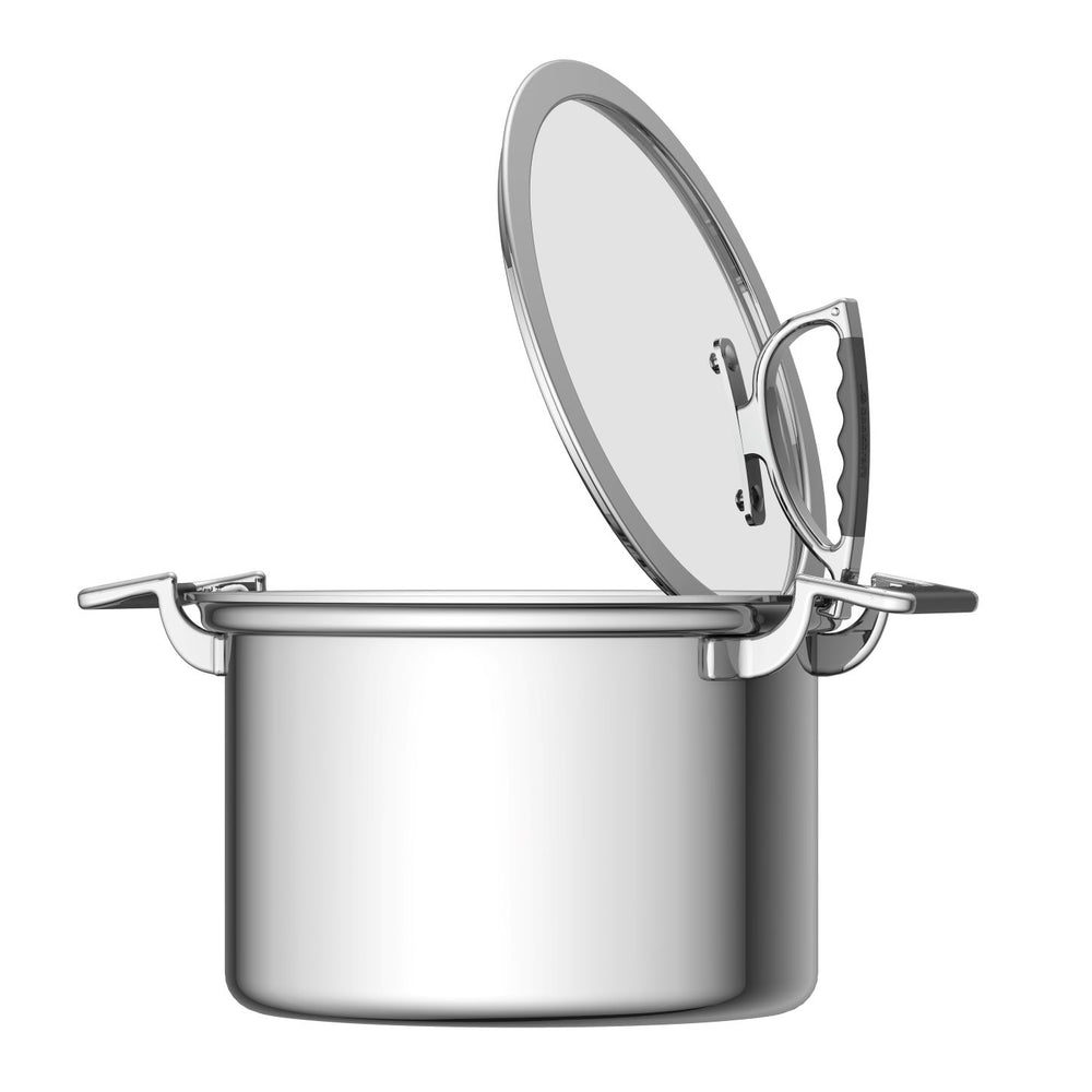 CookCraft 8 QT Stock Pot with Glass Latch Lid