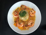 Caribbean Shrimp with Vegatable Quinoa Pilaf and Plantain Mash